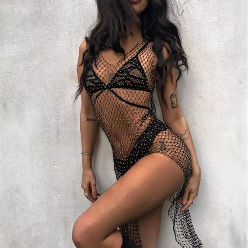 Body Jewelry - Crystal Black Fishnet Dress