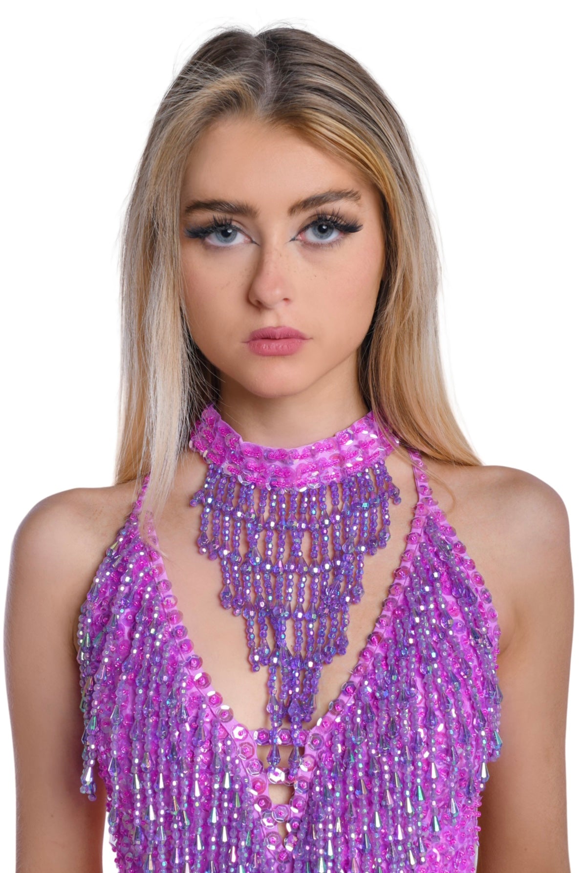 Lilac Hand Stitched Choker