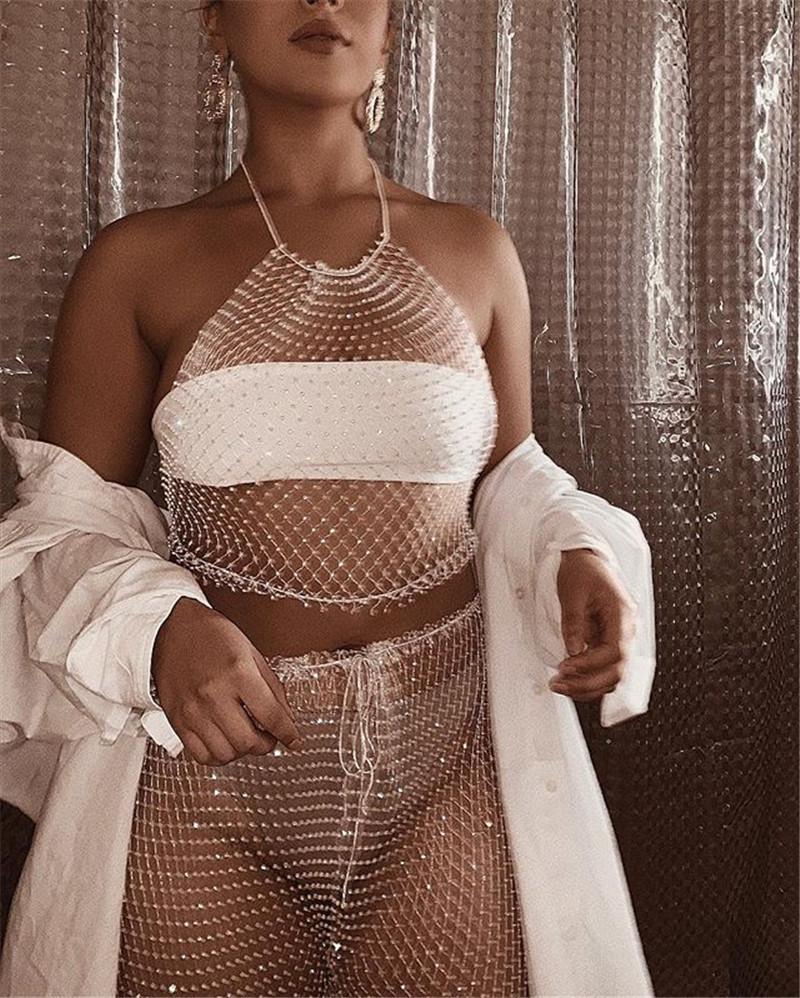 Body Jewelry - Crystal Black Fishnet Set