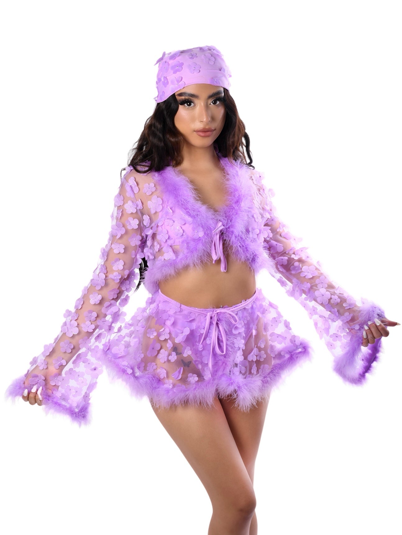 Lilac Blossom Fuzzy 3D Skirt