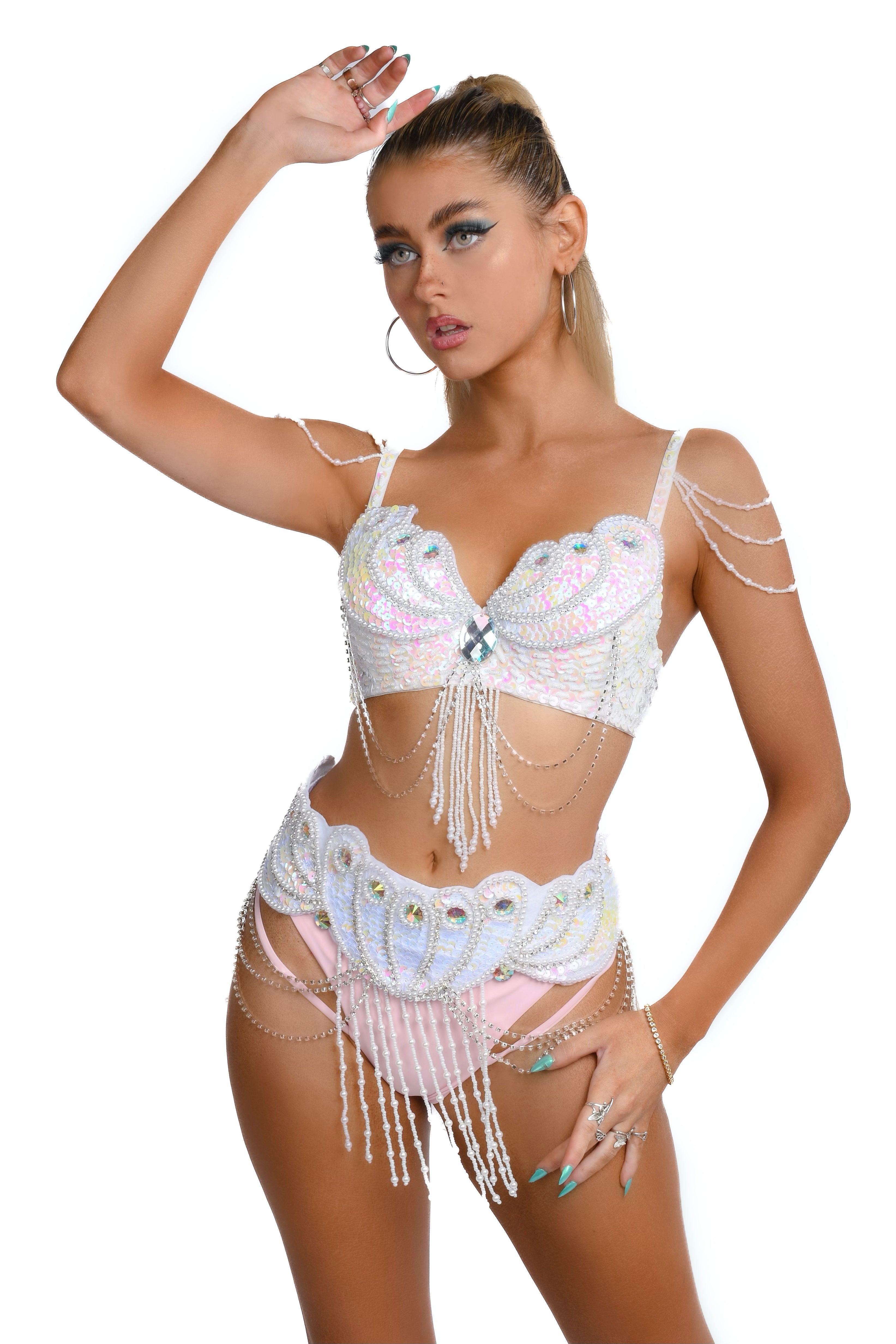 Pearl Mermaid Carnival Bra Rave clothes,rave outfits,edc outfits