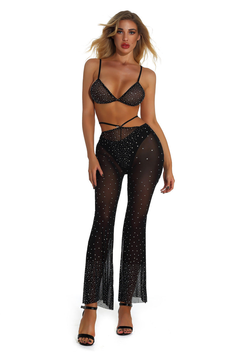 Black Rhinestone Top & Pants Set