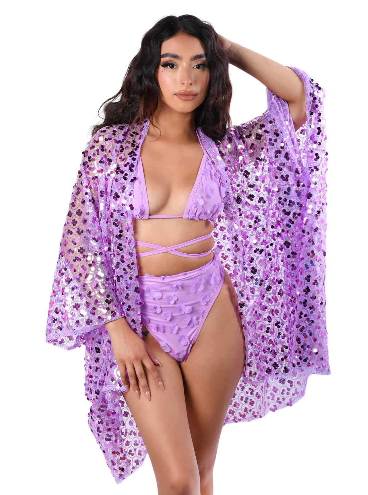 Sequin Kimono - Lavender Dreams