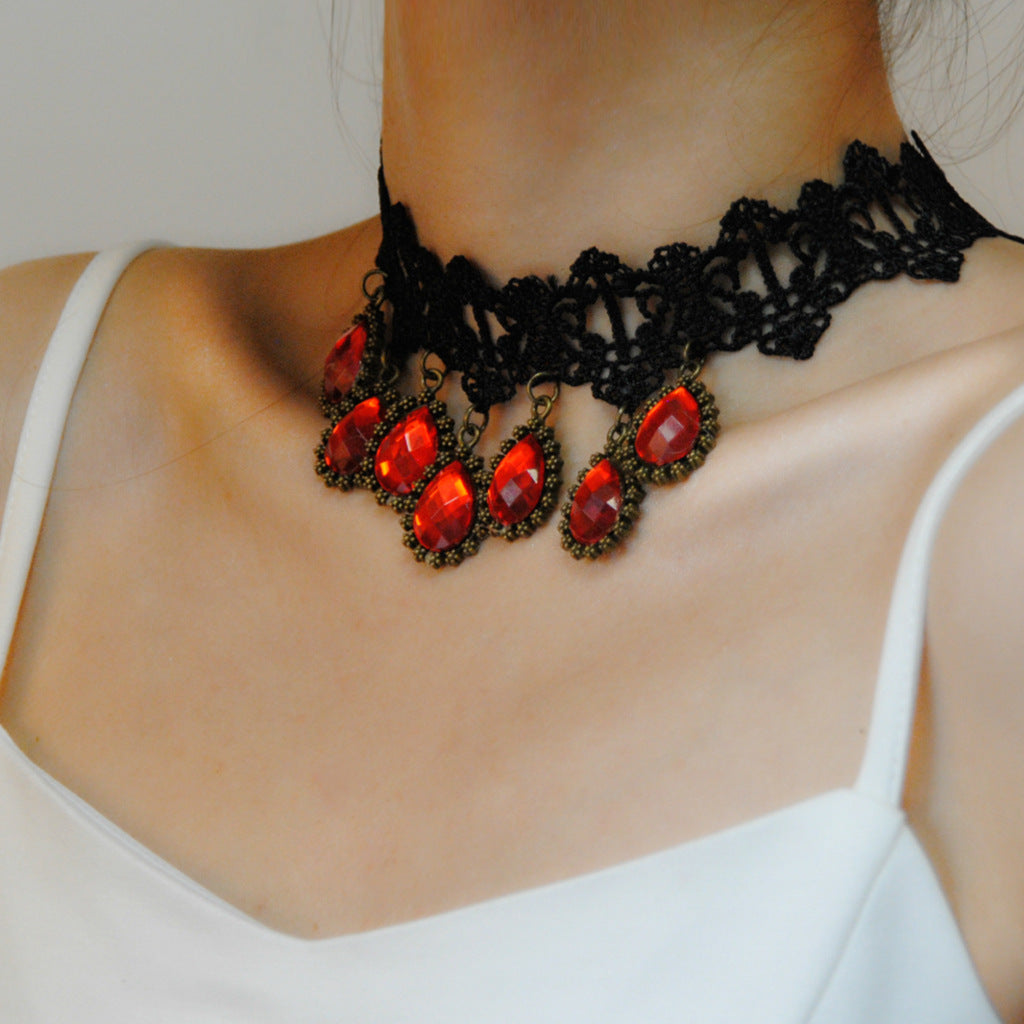 Red Teardrop Chocker Necklace
