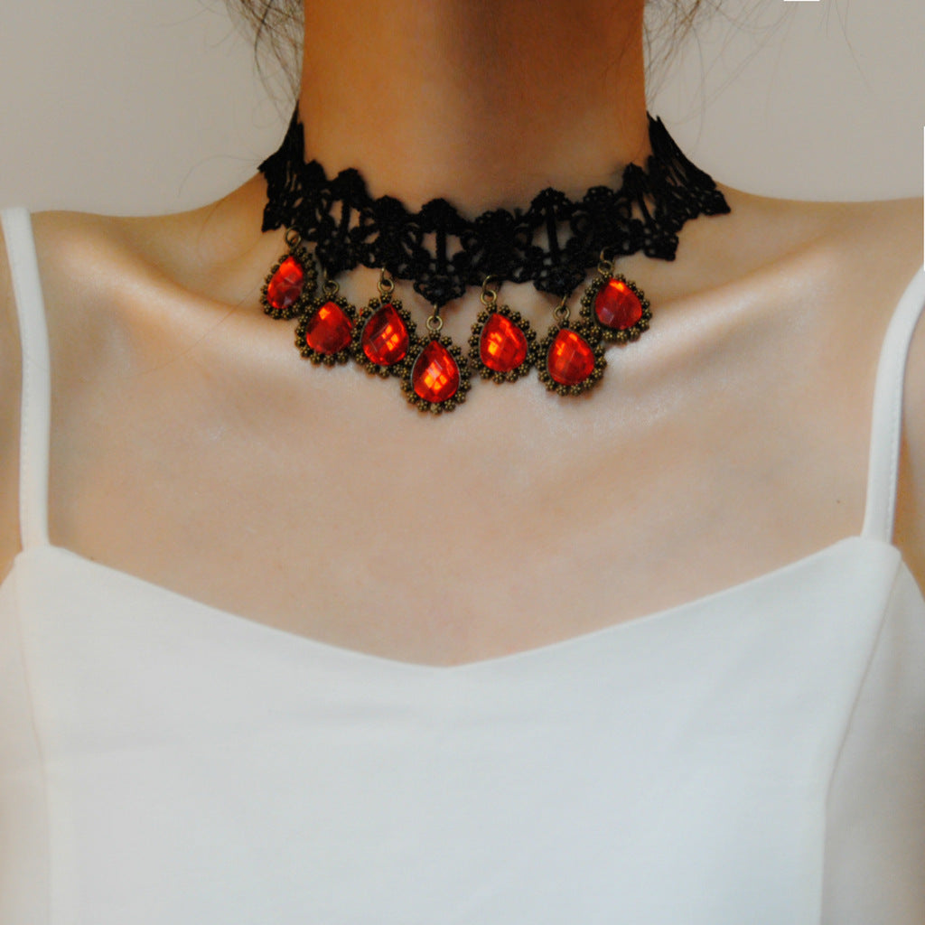 Red Teardrop Chocker Necklace