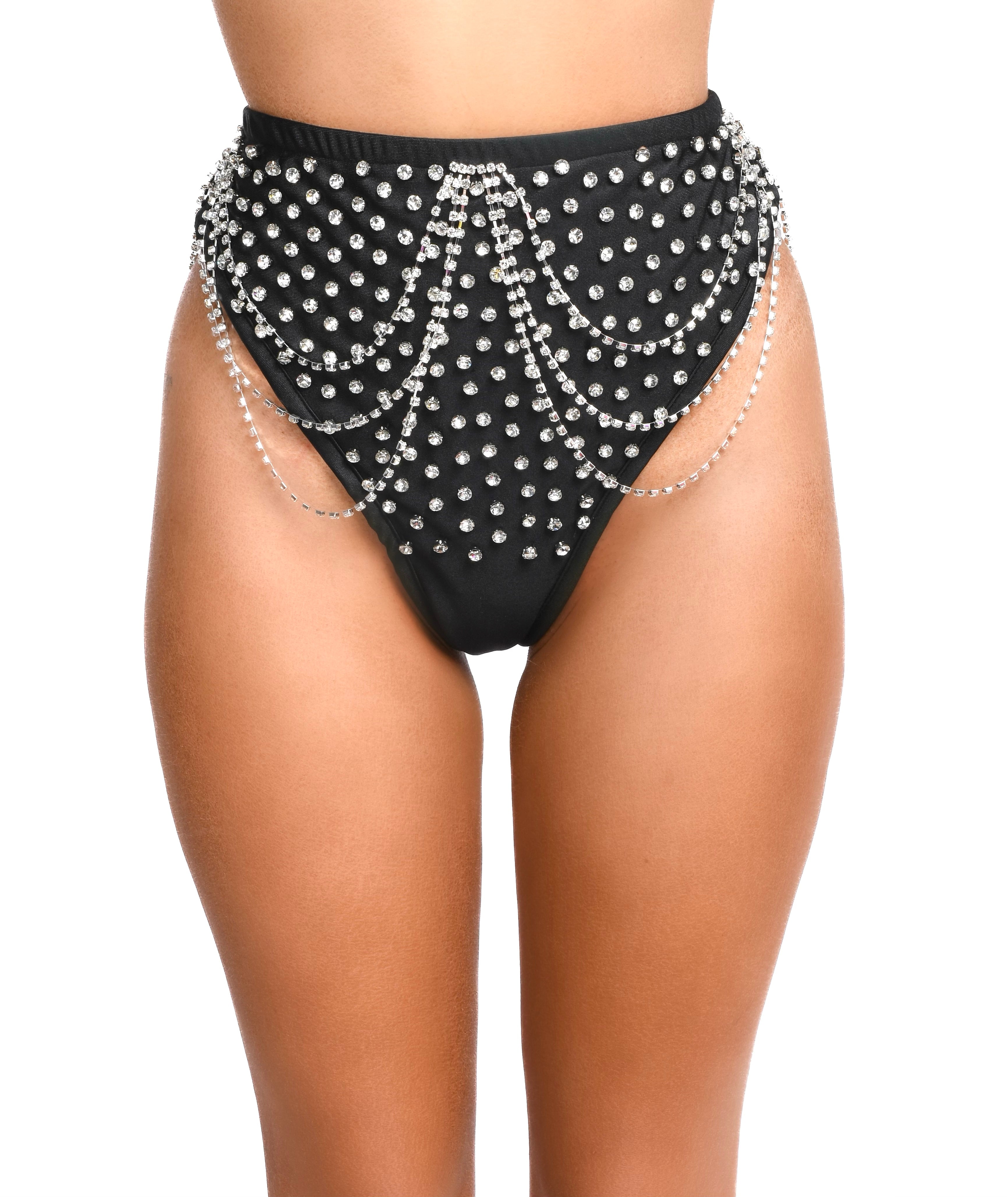 Black Rhinestone Carnival Bottoms
