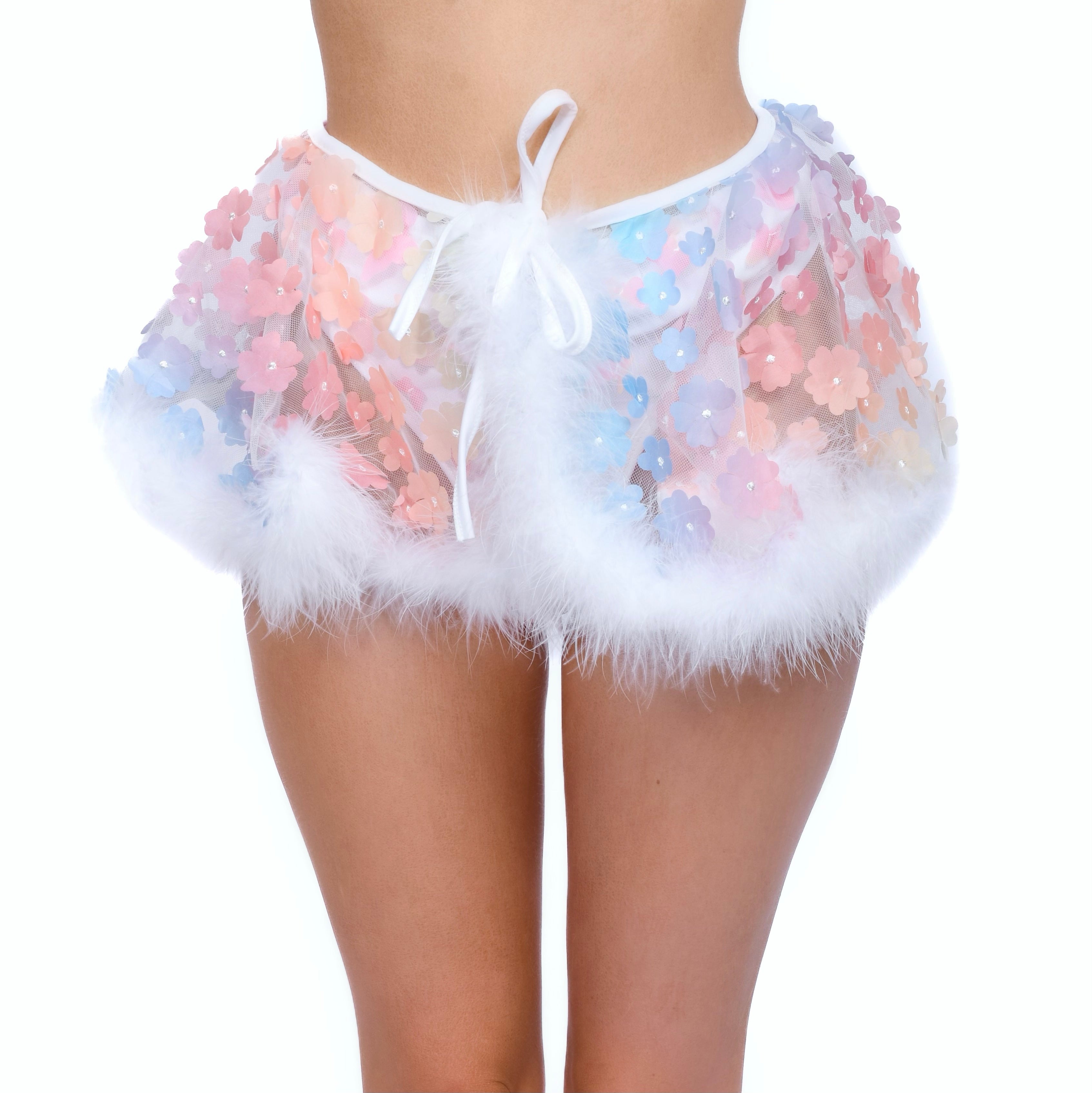Rainbow Daisy Fuzzy 3D Skirt