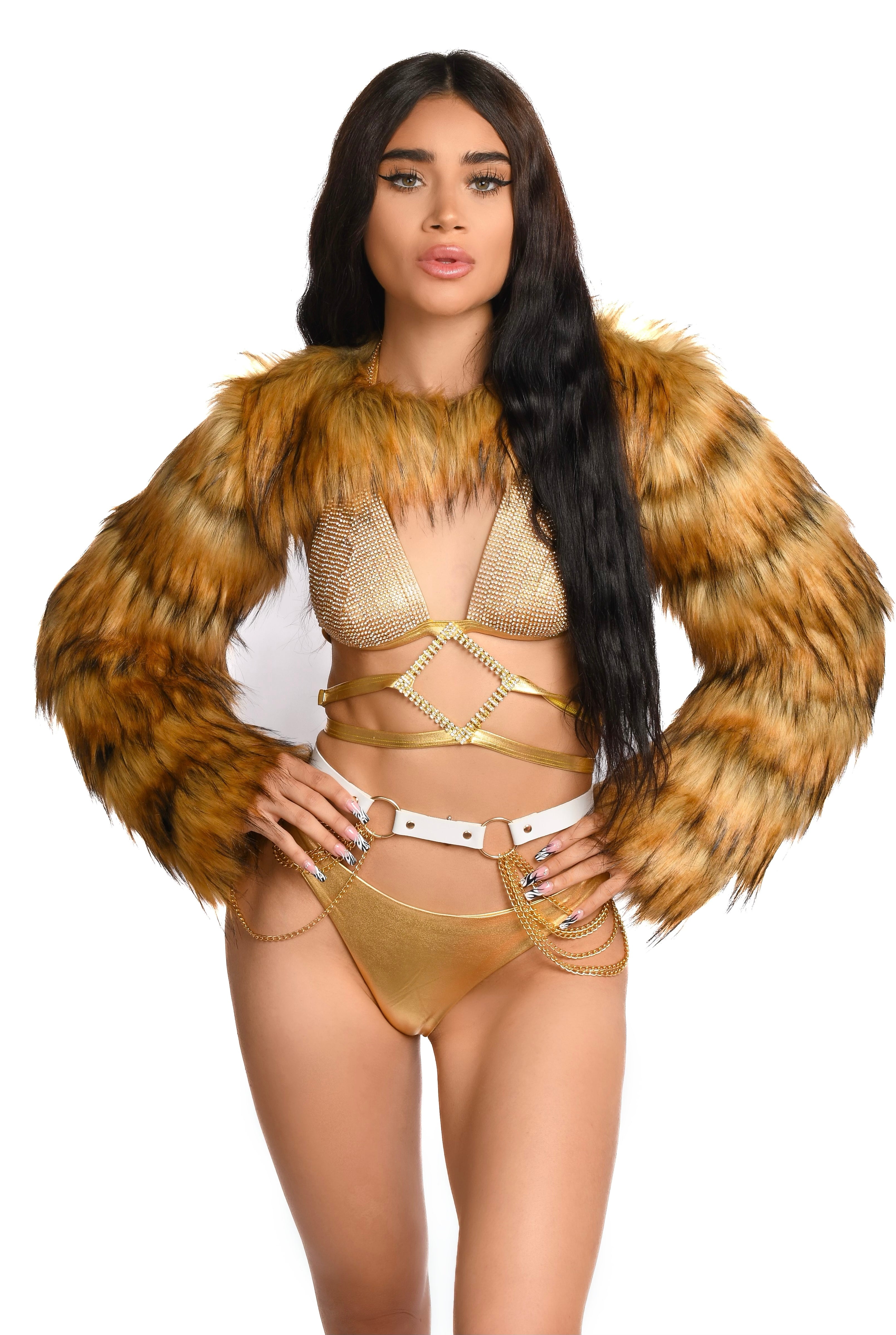 Gold Bear Puffy Arm Sleeves