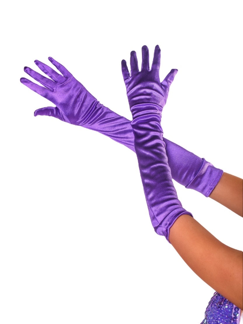Purple Satin Hand Gloves