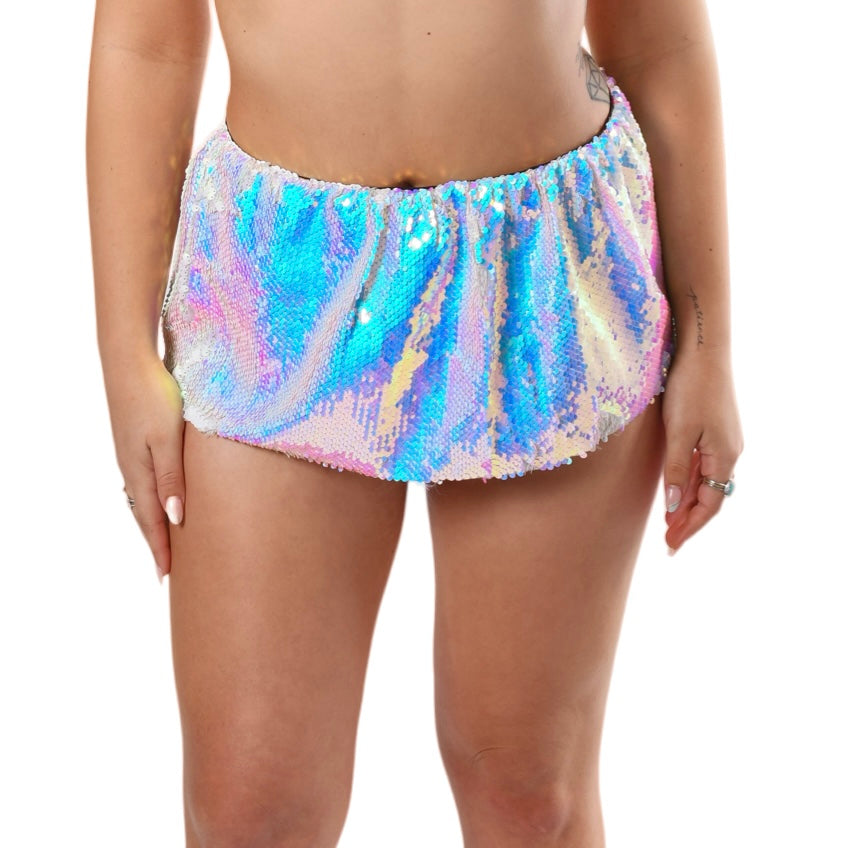 Iridescent Ice Sequin Mini Skirt