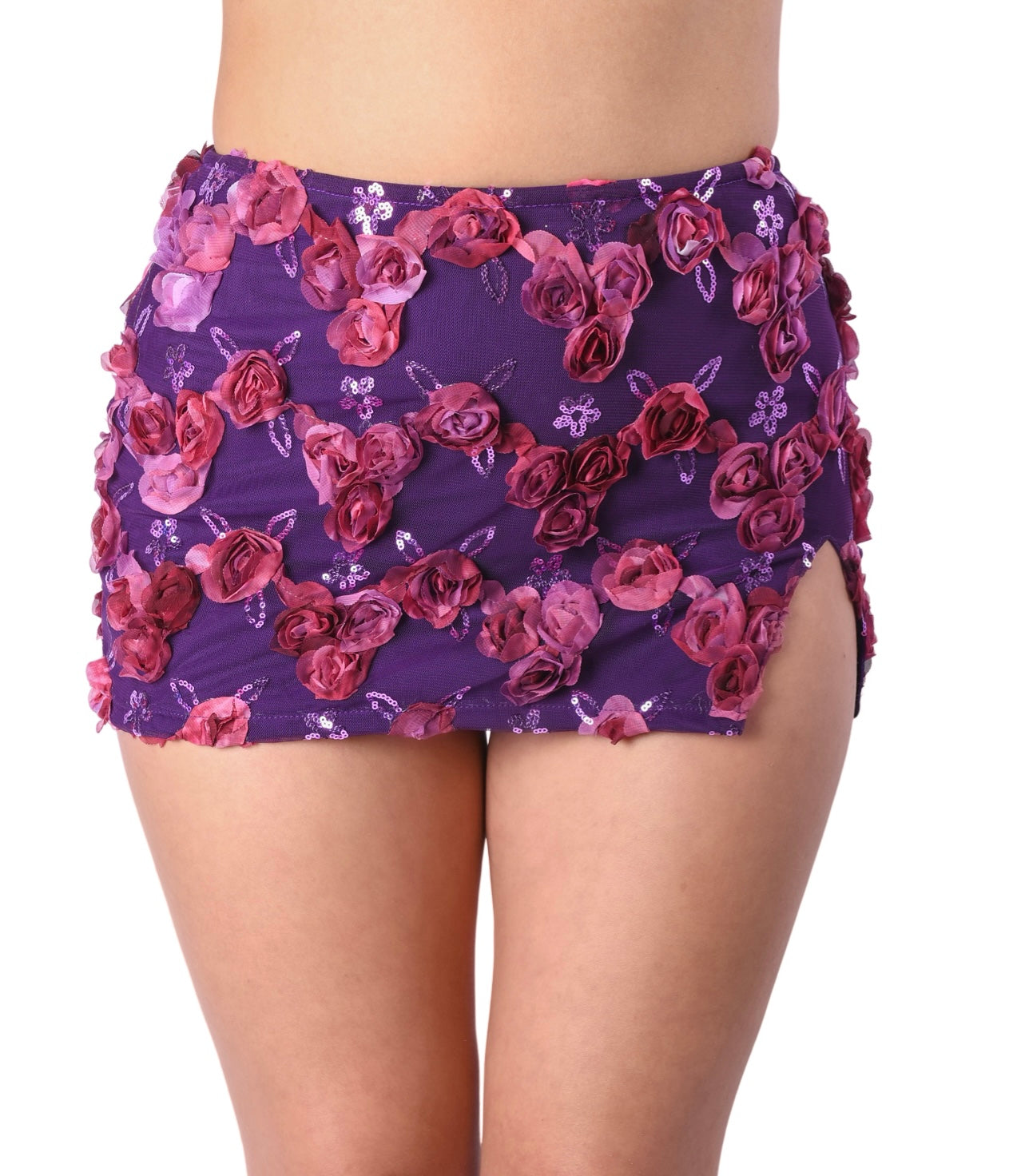 Violet Rose 3D Floral Mini Slit Skirt