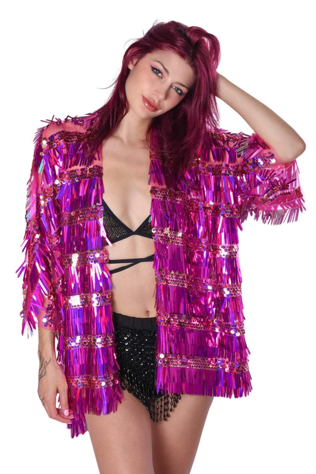 Special Sequin Kimono- Electric Pink