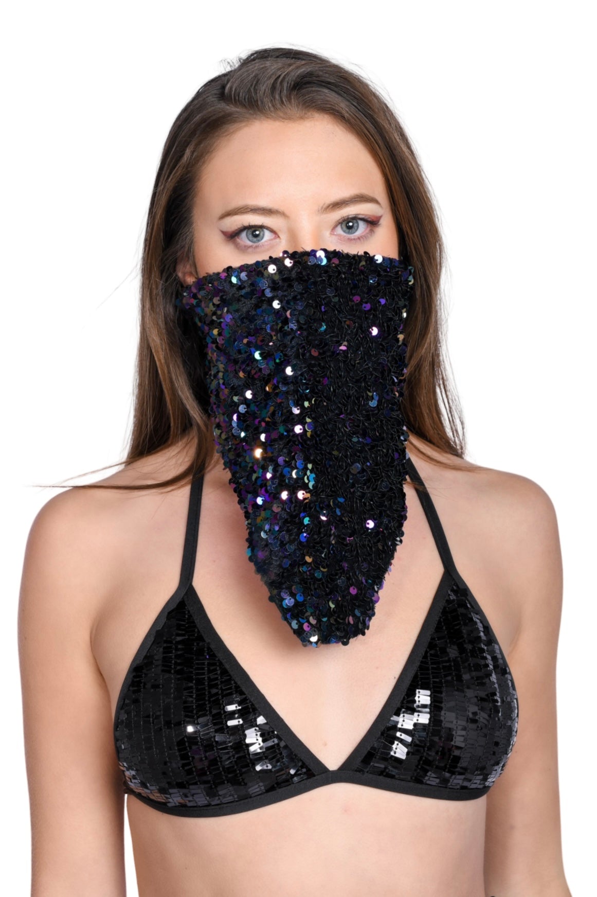 Bandana & Face Mask- Shimmer Black