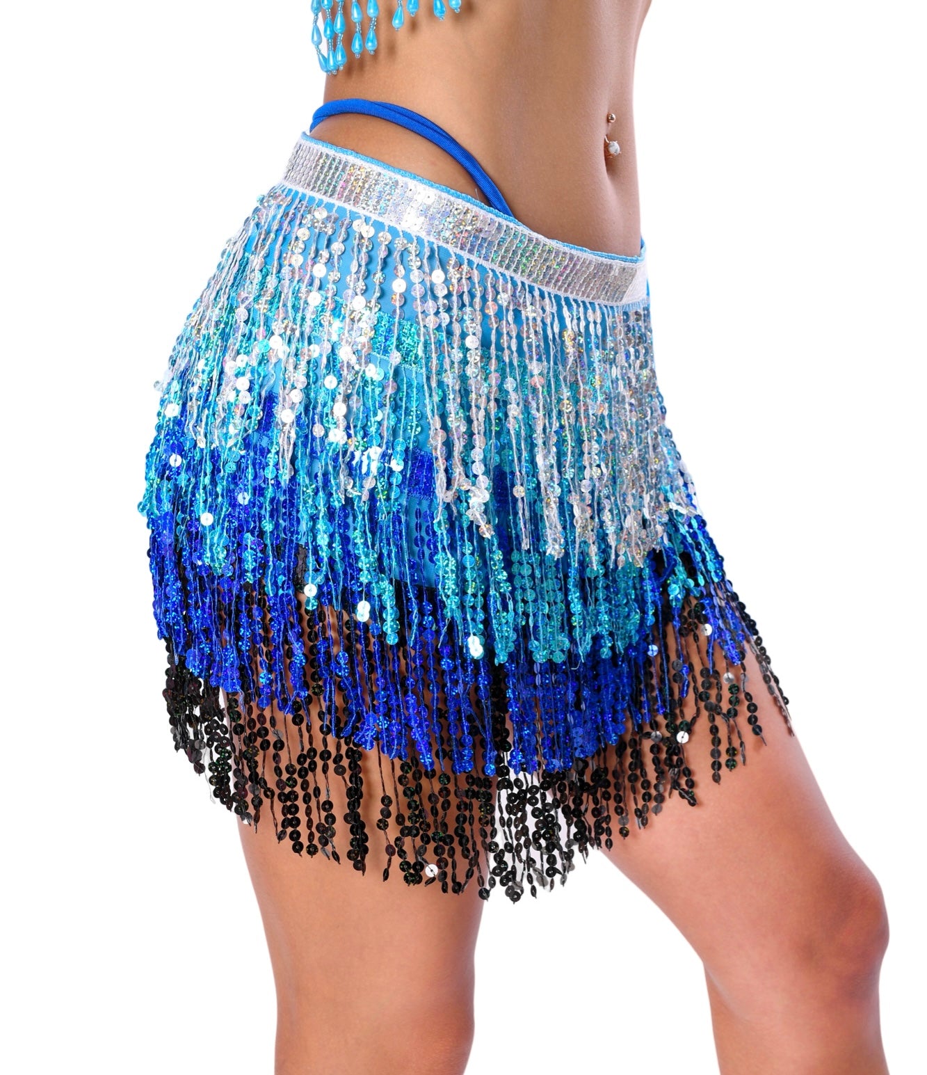 Holographic Sequin Skirt- Ice Blue