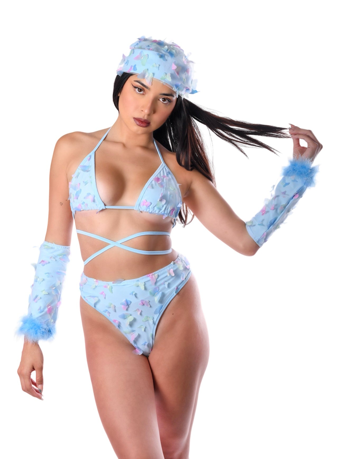 Blue Butterfly Fuzzy 3D Sleeves