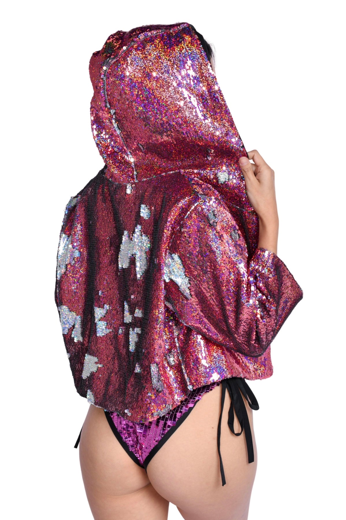 Sequin Cropped Jacket - Pink Stars