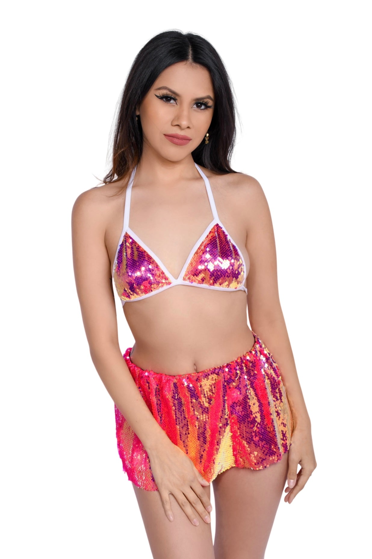 Passion Fruit Sequin Set (Bra + Skirt)