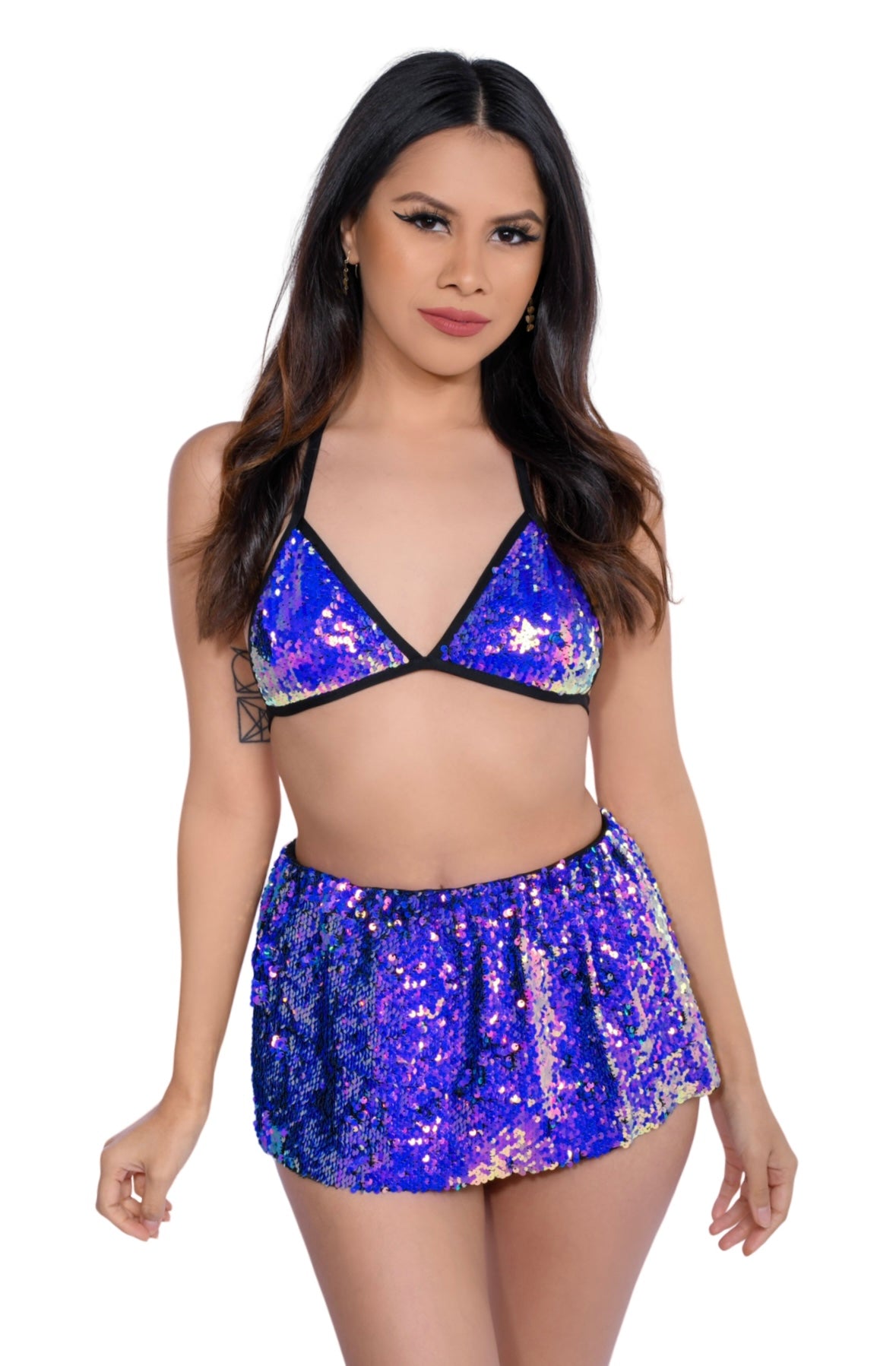 Gypsy Fuchsia Sequin Set (Bra + Skirt)