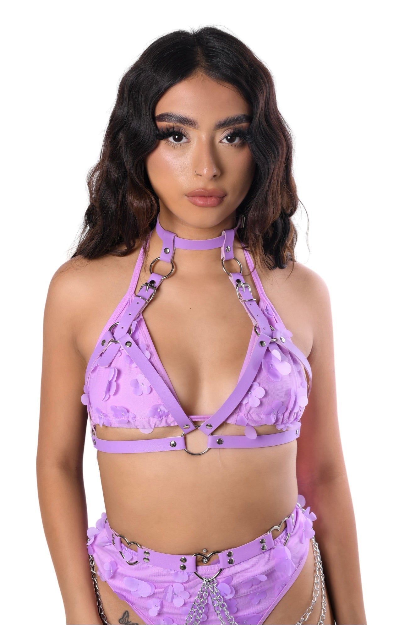 Lilac Vegan Leather Harness Top