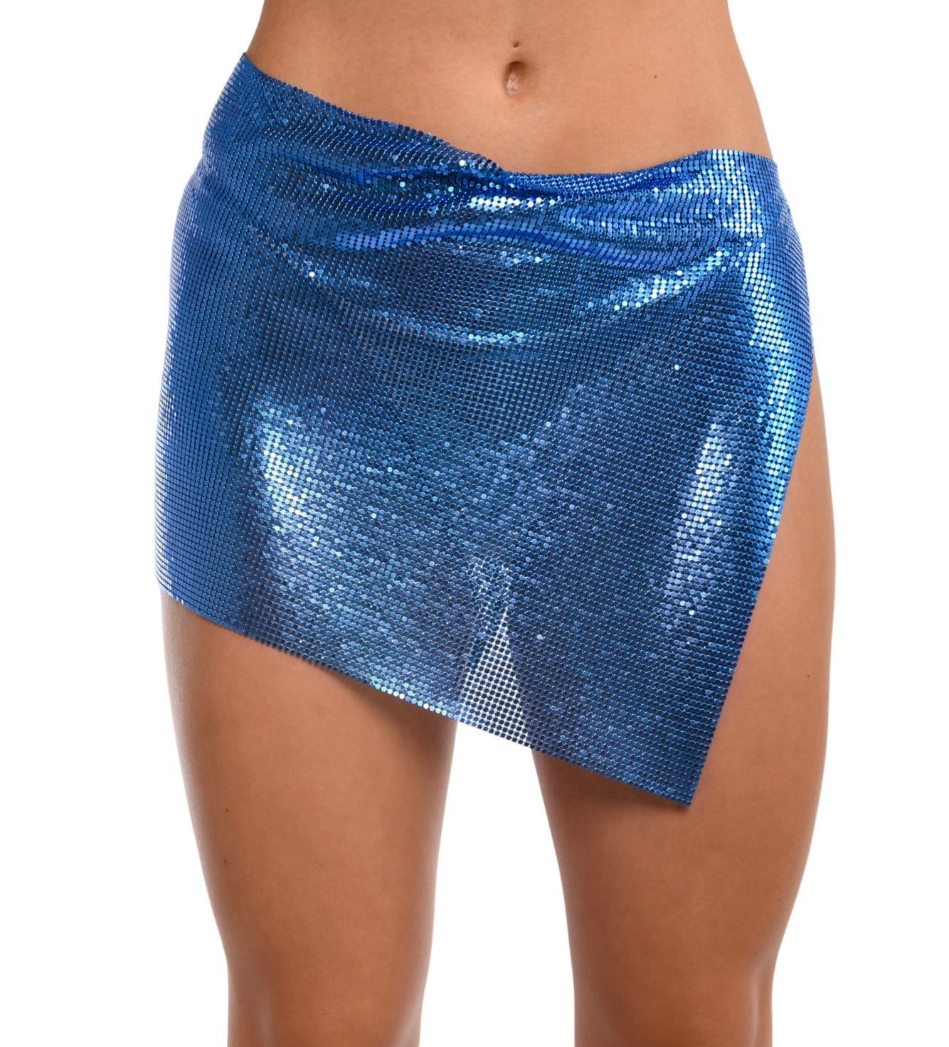 Ocean Blue Disco Metallic Mesh Skirt