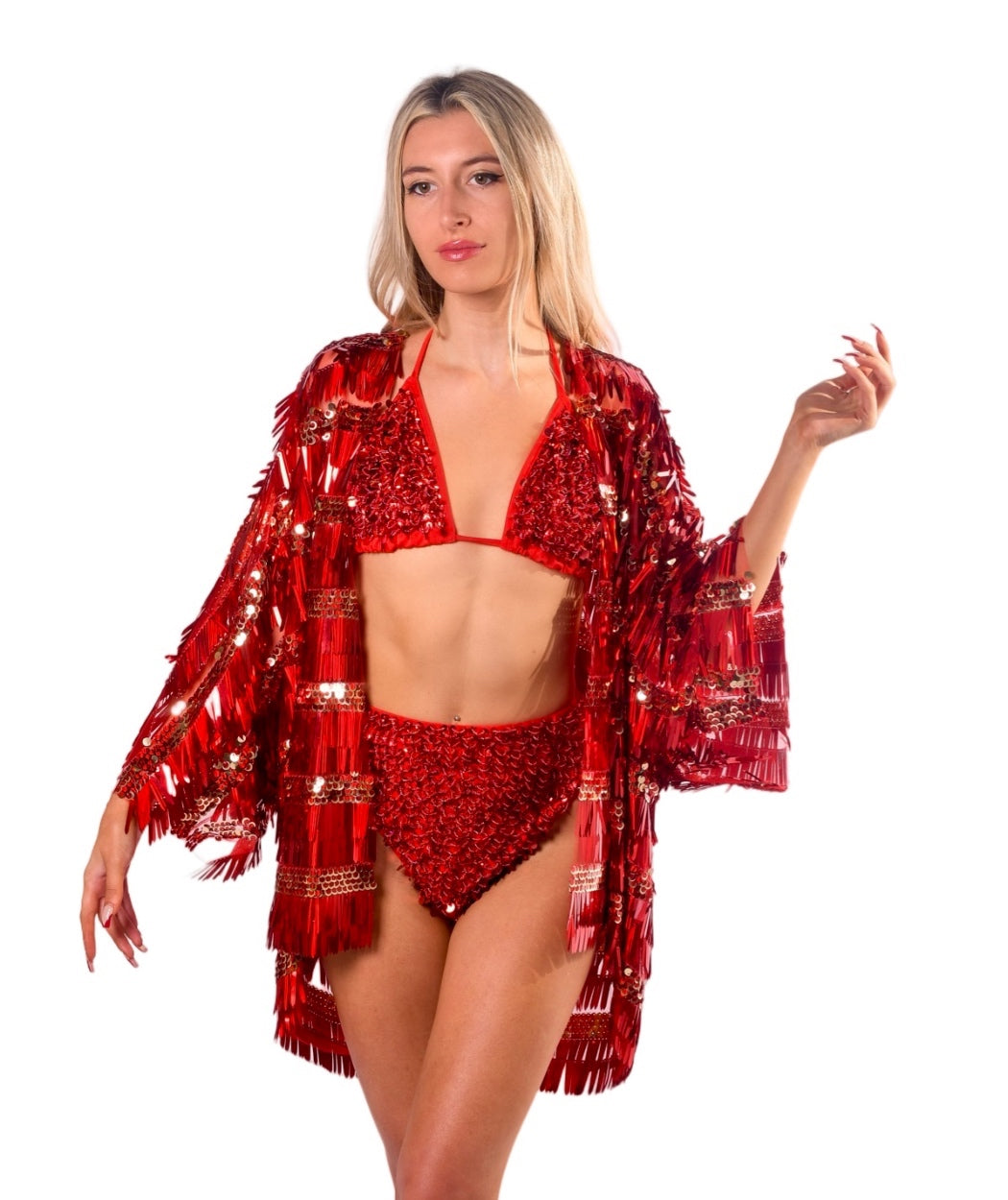 Sequin Kimono - Ruby