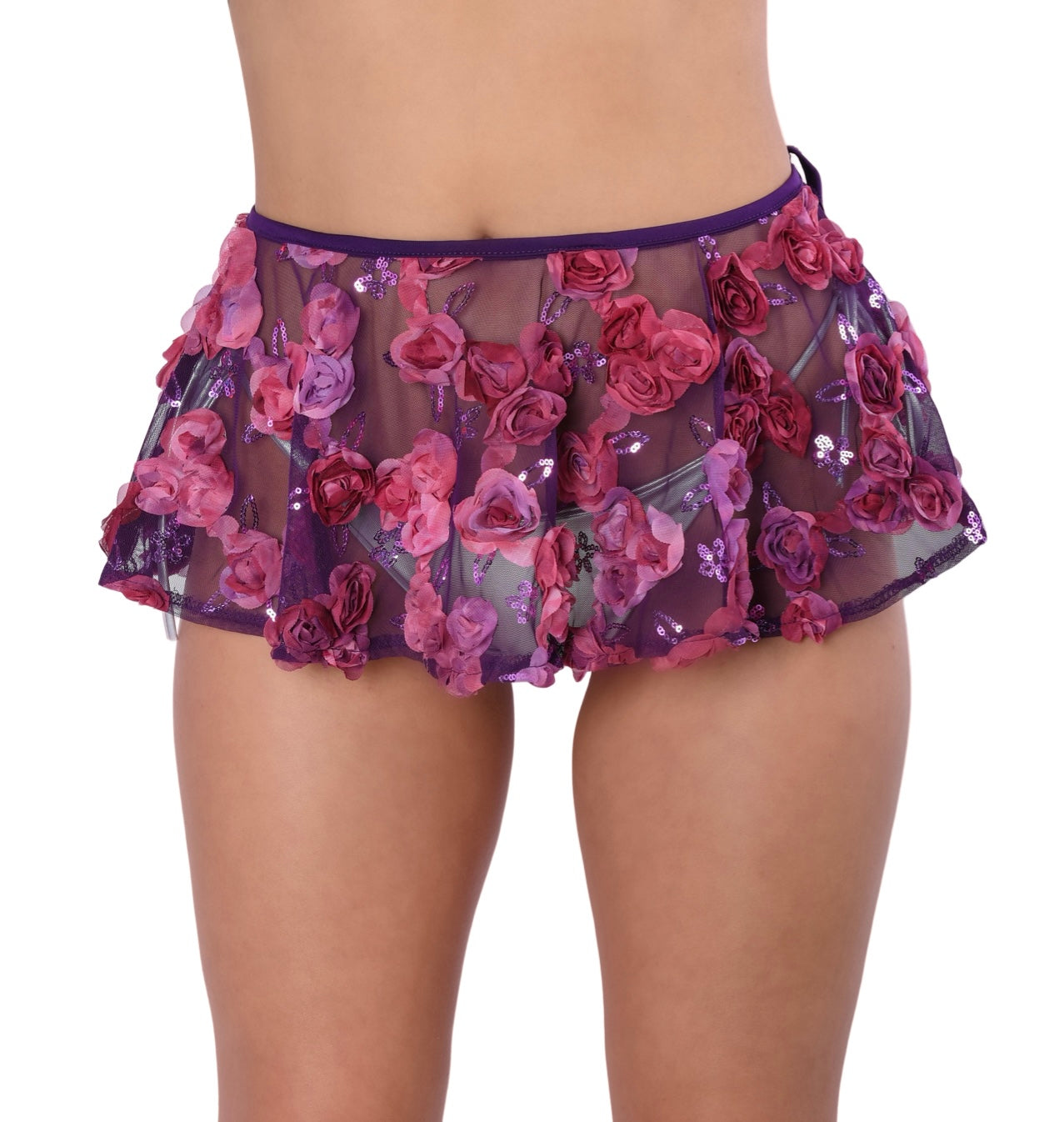 Violet Rose 3D Floral Mini Skirt