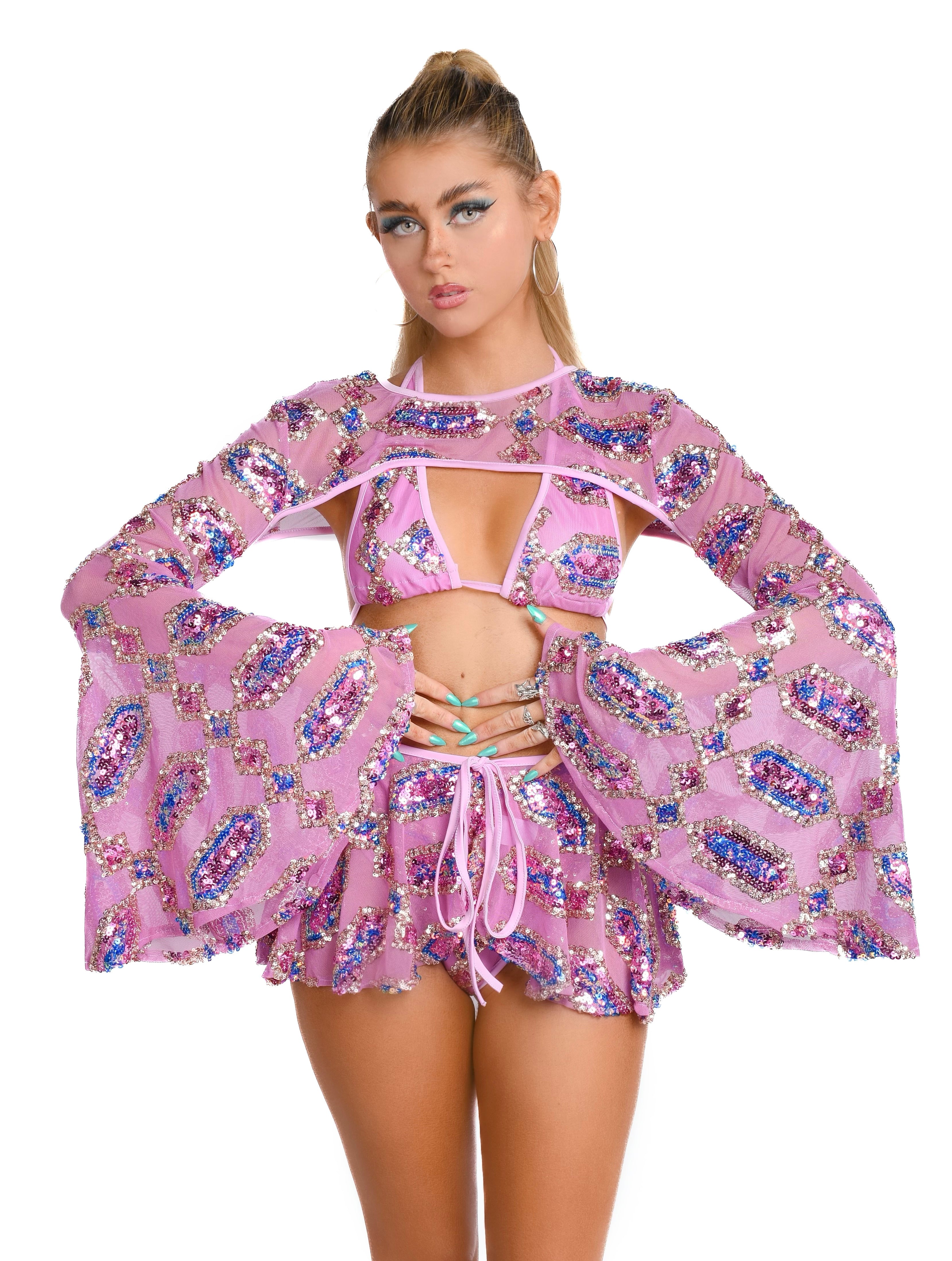 Rose Quartz Goddess Sequin Set