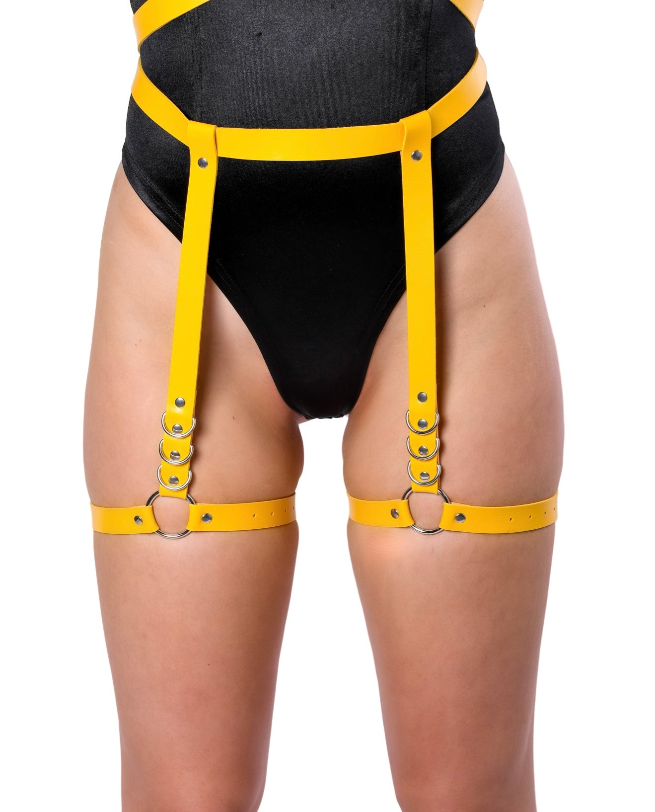 Yellow Vegan Leather Leg Harness