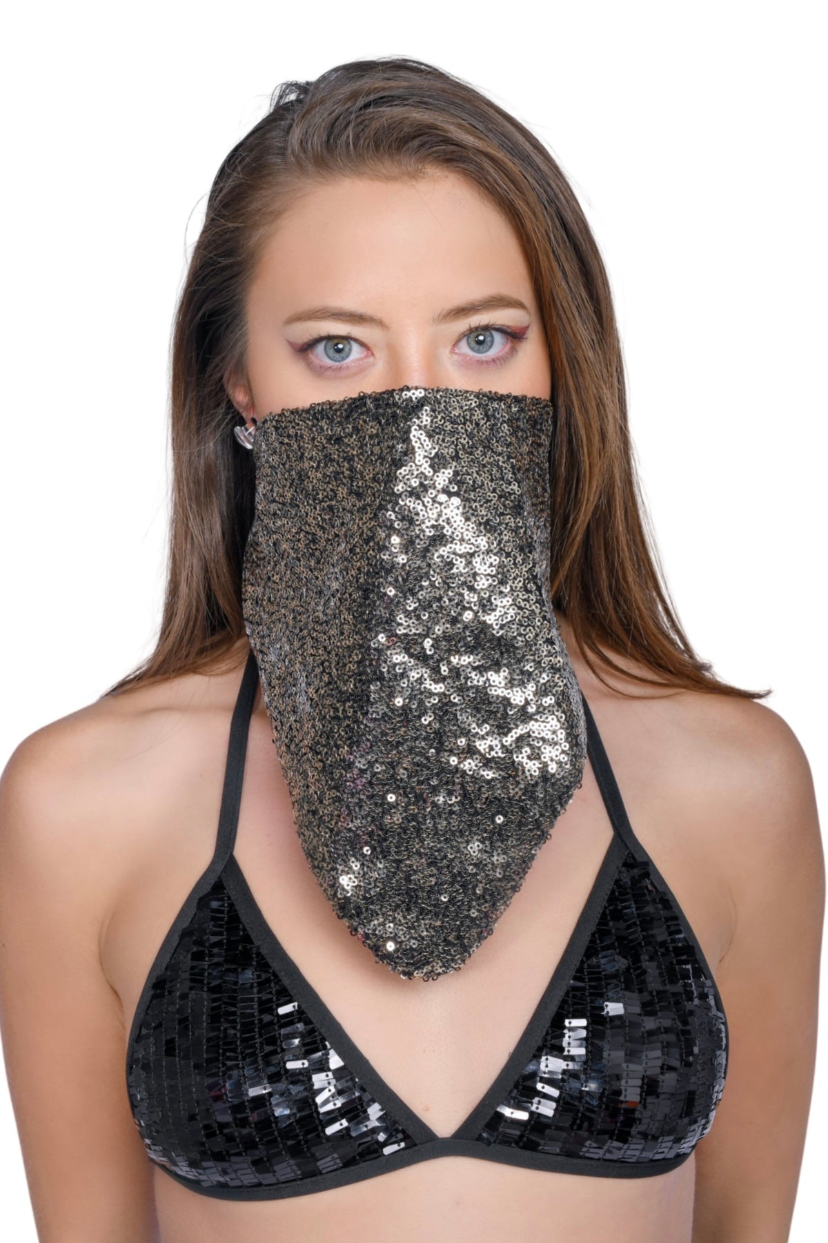 Bandana & Face Mask- Silver Gold