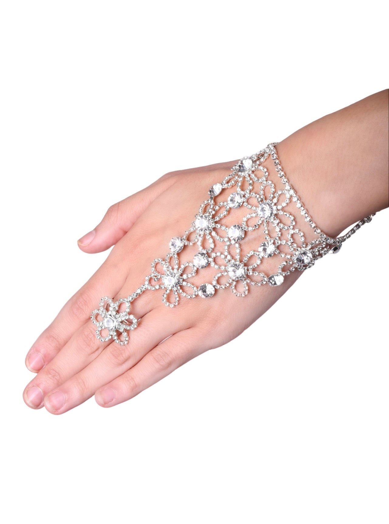 Flower Rhinestone Hand Glove