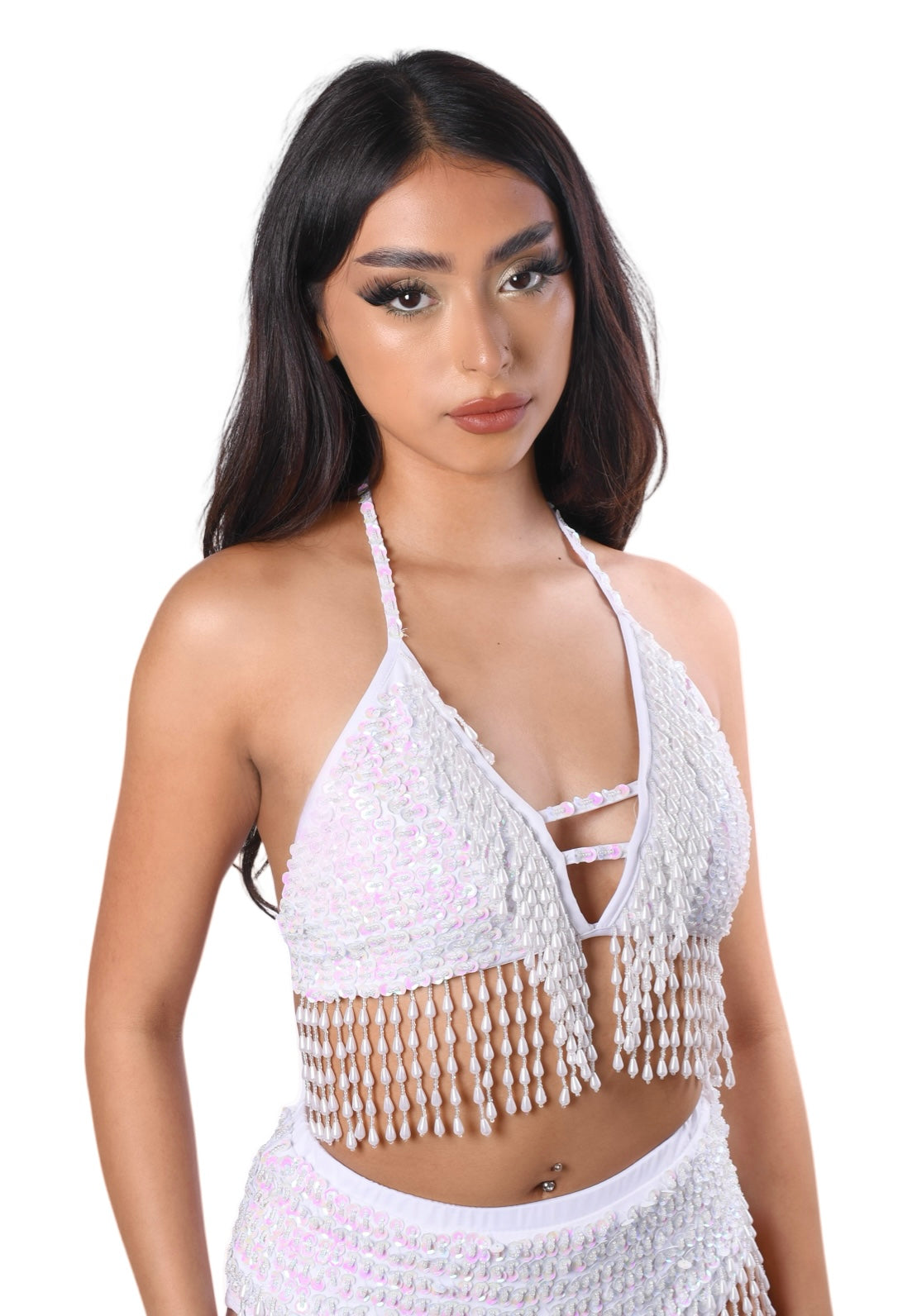 Hand Stitched Sequin Bra Top-Techno Doll