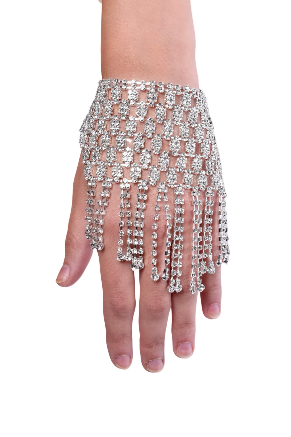 Silver Diamond Rhinestone Hand Glove