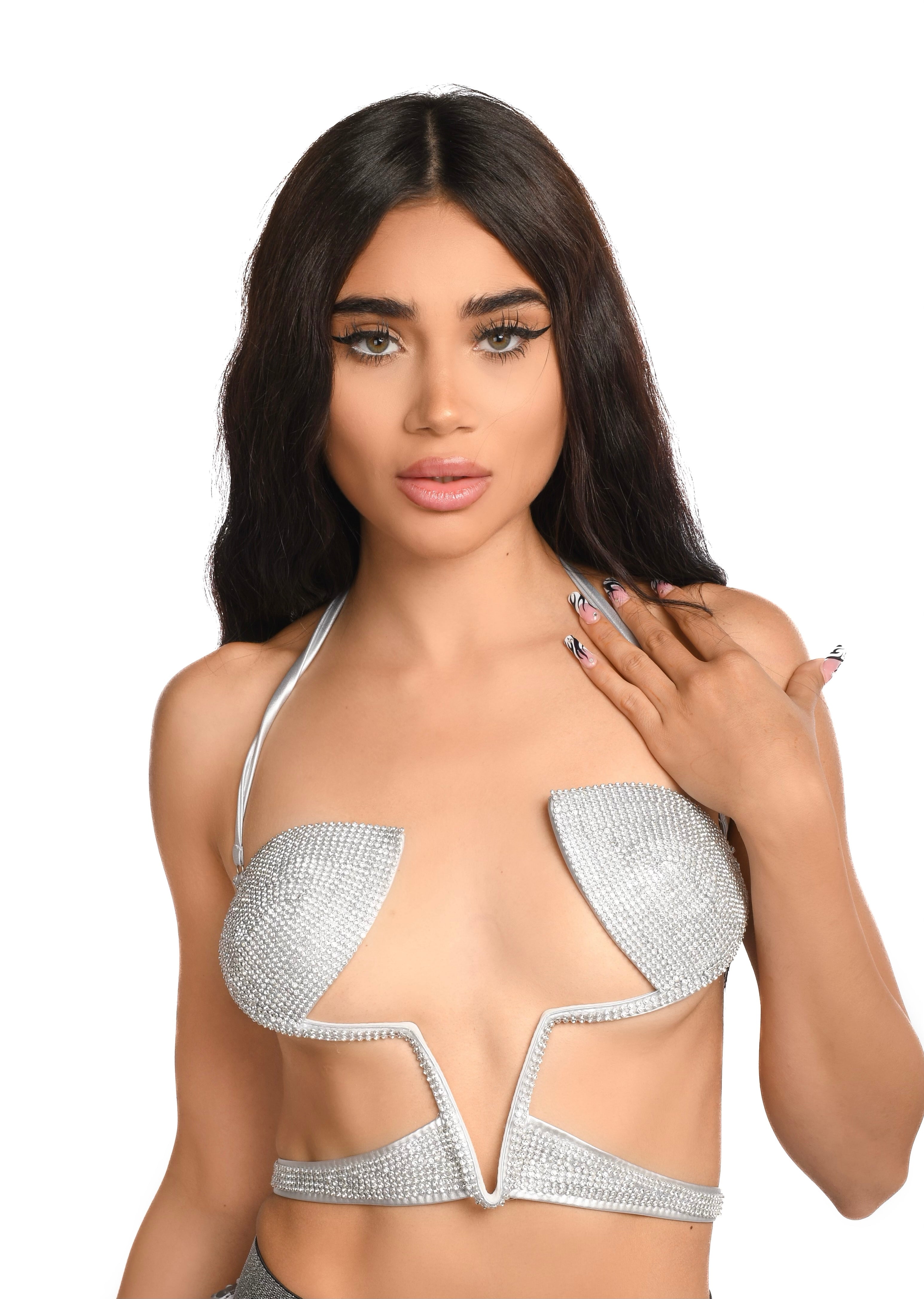 Silver Prism Rhinestone Top