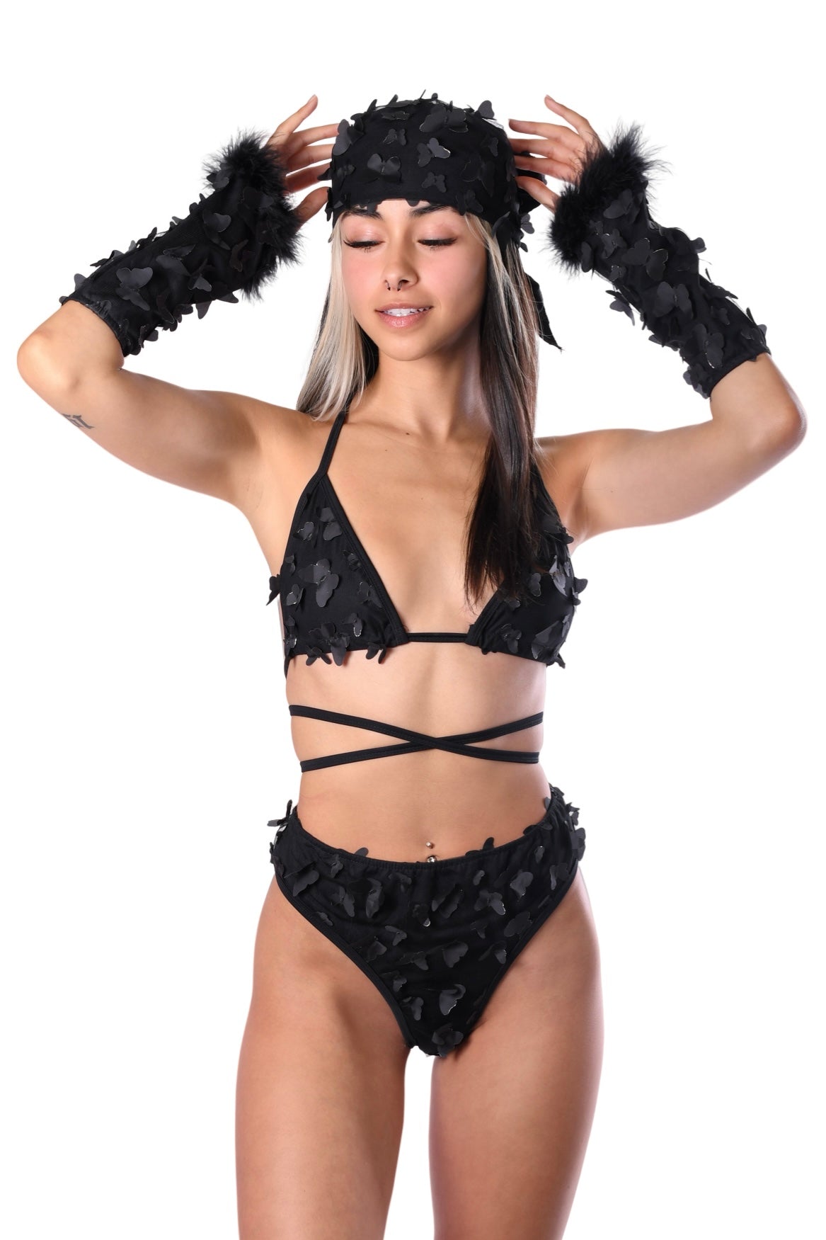 Midnight Butterfly Fuzzy 3D Sleeves