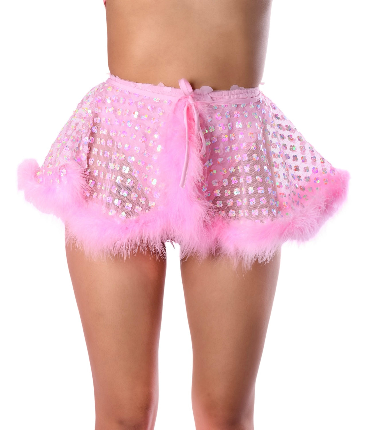 Pink Daisy Fuzzy 3D Sequin Skirt
