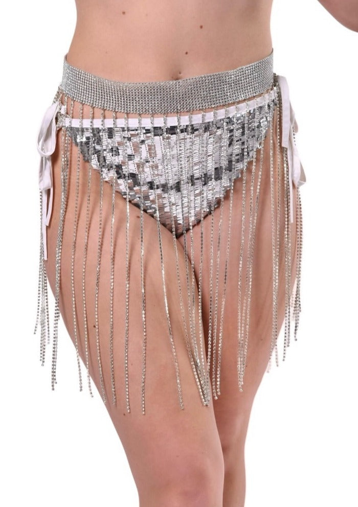 Silver Disco Chain Skirt