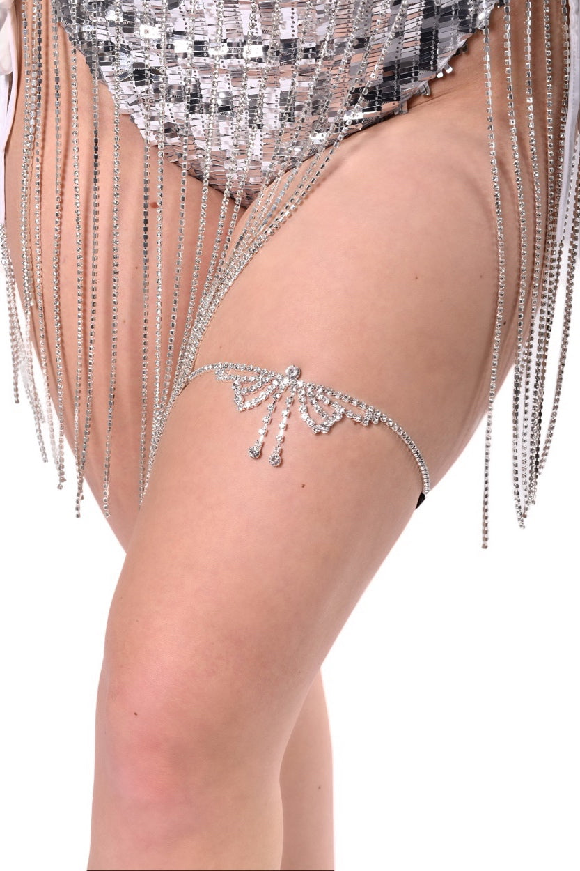 Silver Rhinestone Leg Wrap