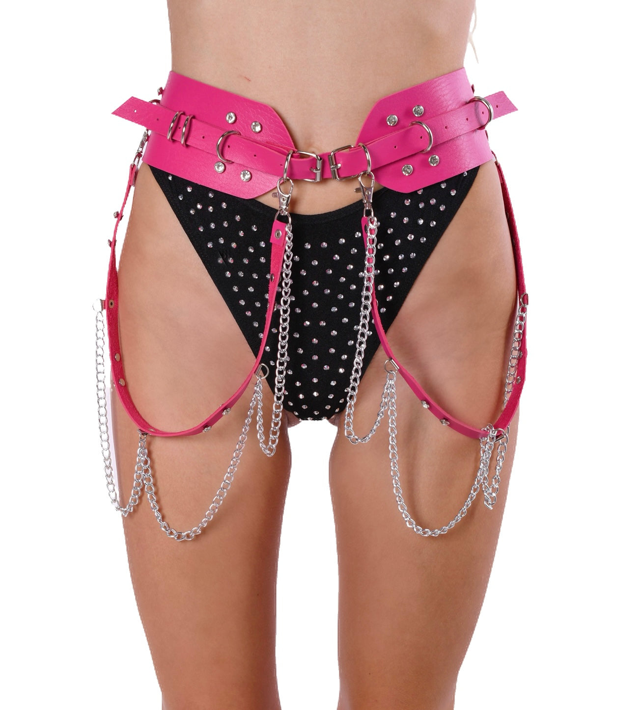 Rose Pink Punk Harness Belt
