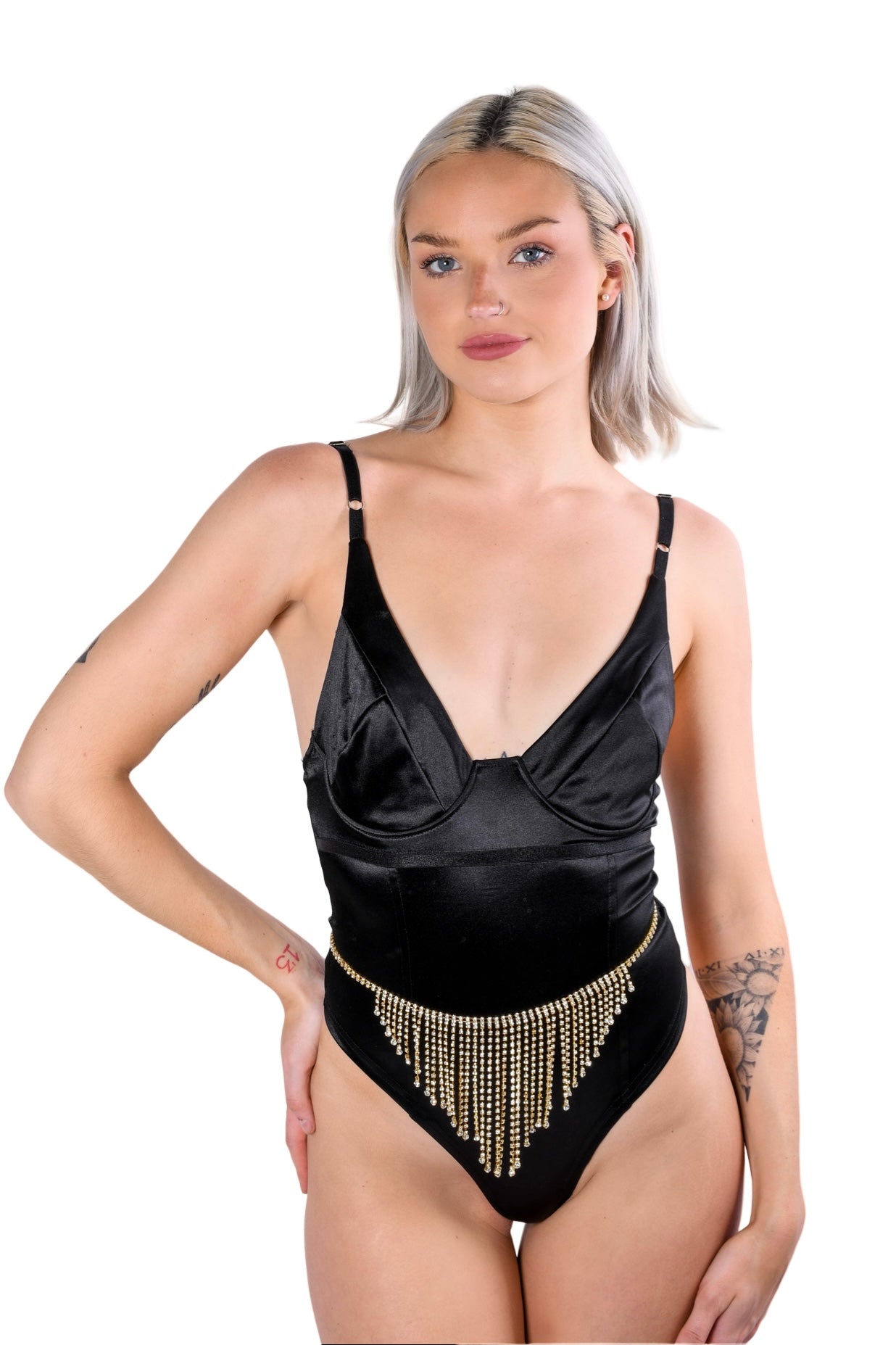 Gold Rhinestone Tassel Belt