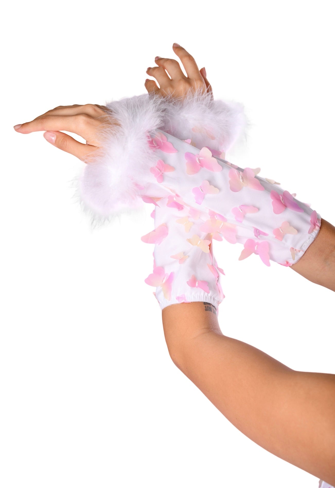 Pink Butterfly Fuzzy 3D Sleeves