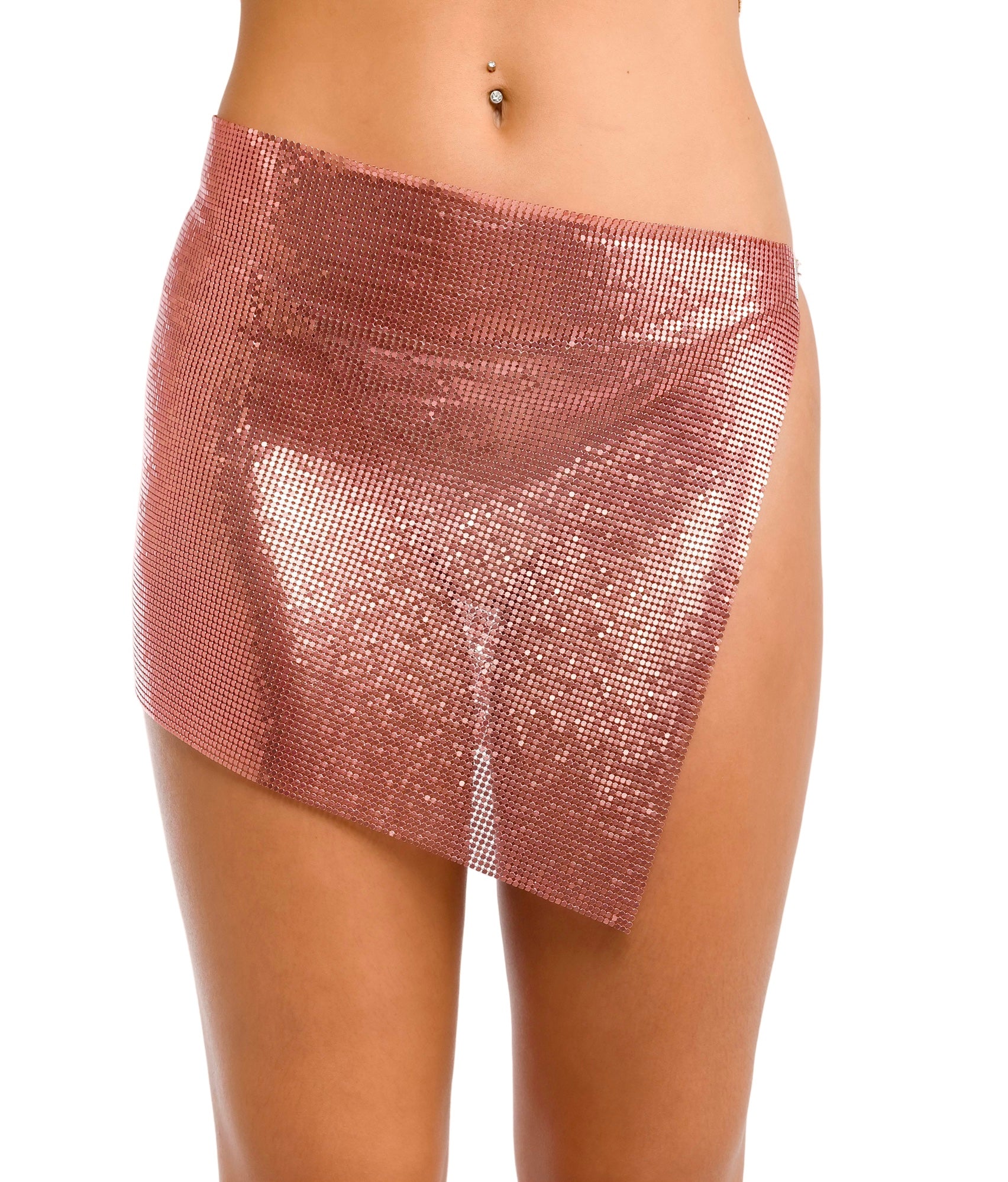 Bronze Pink Metallic Mesh Skirt