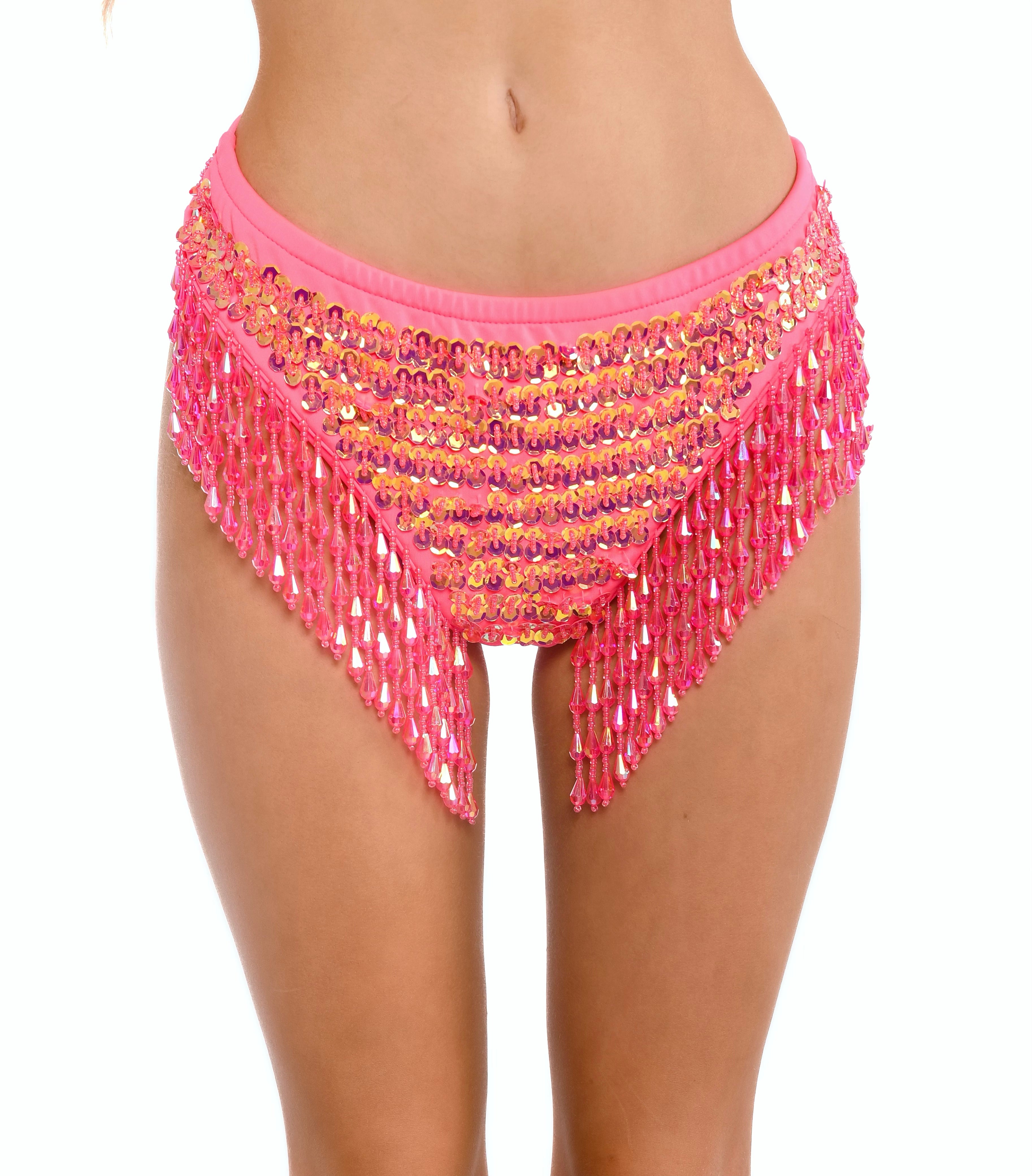 Hand Stitched Sequin Bottoms- Coral