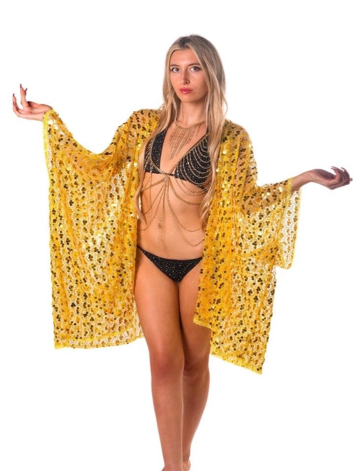 Sequin Kimono- Gold Treasure