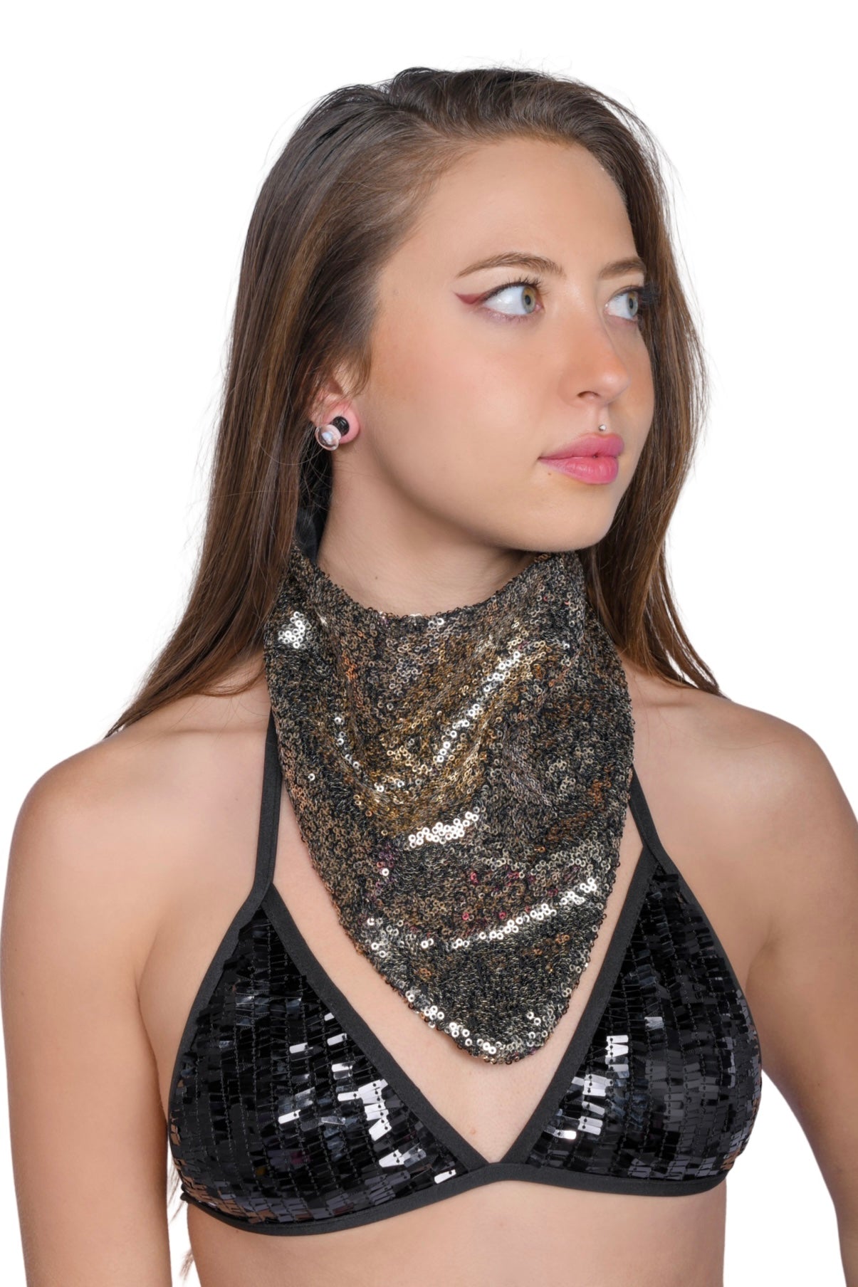 Bandana & Face Mask- Silver Gold