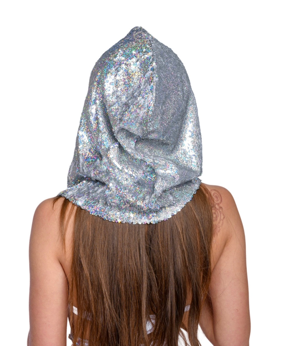 Reversible Sequin Hood - Holographic
