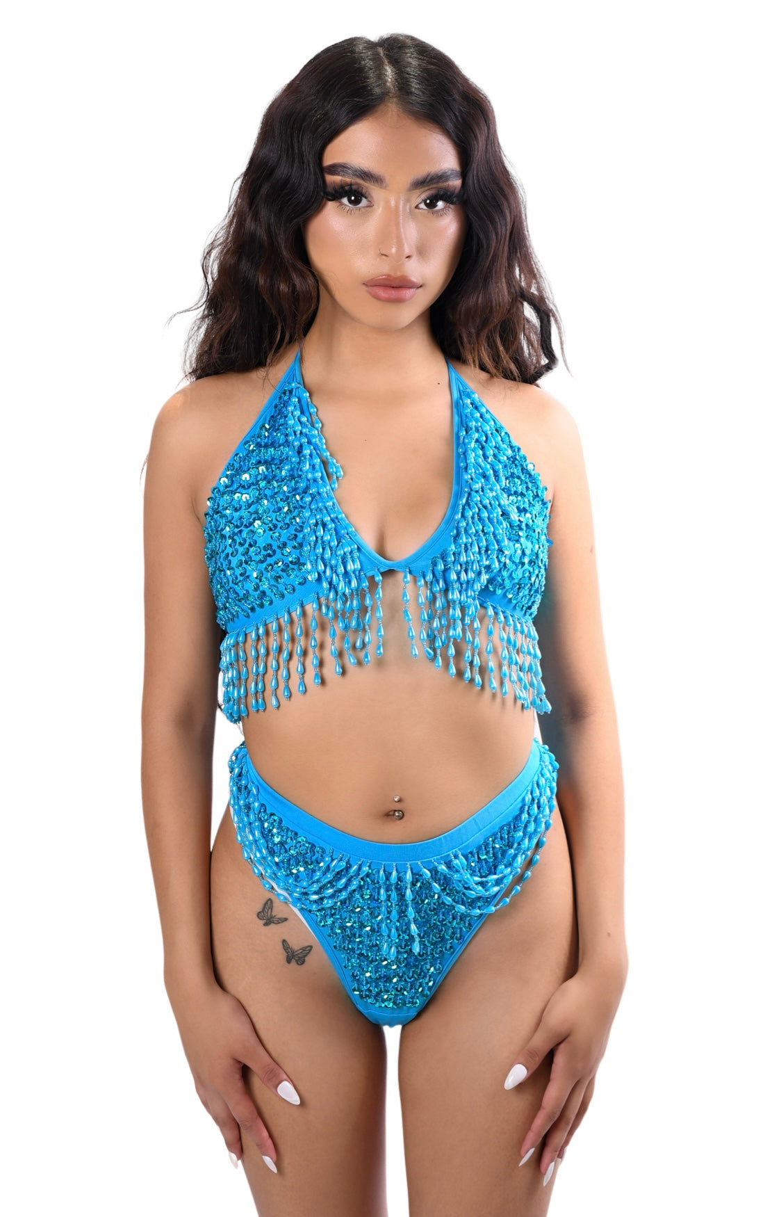 Hand Stitched Sequin Set- Pixie Blue