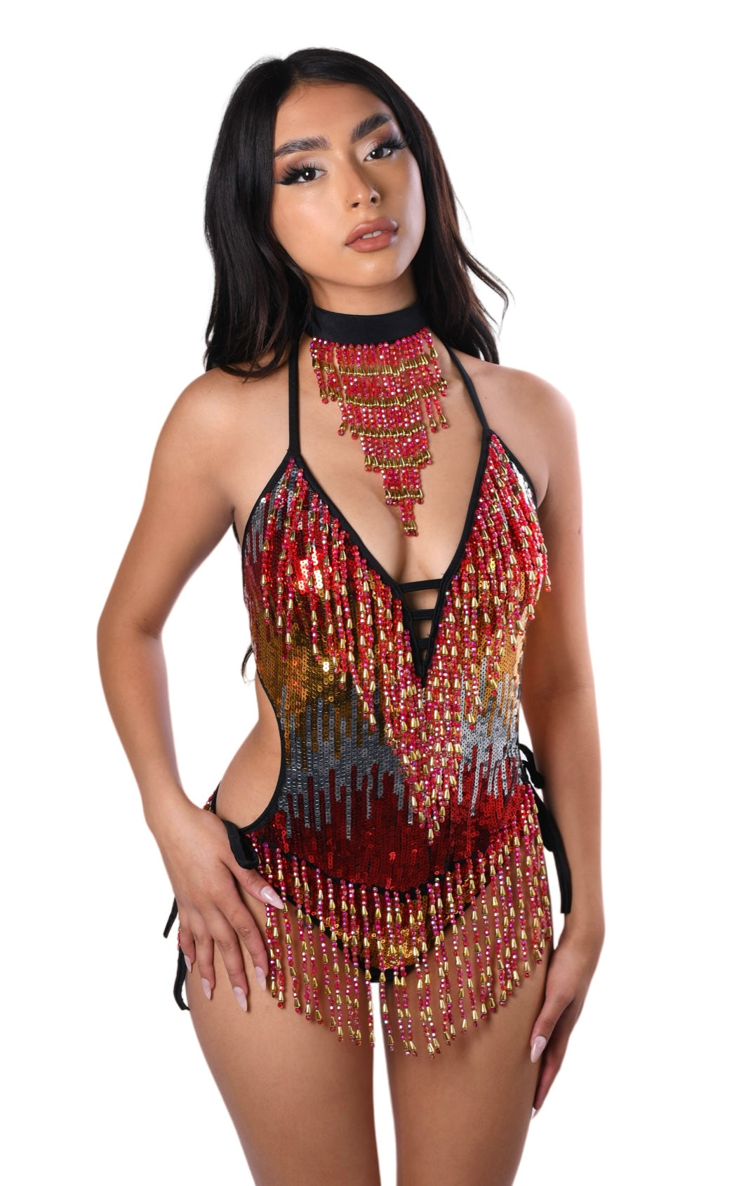 Hand Stitched Bodysuit- Scarlet