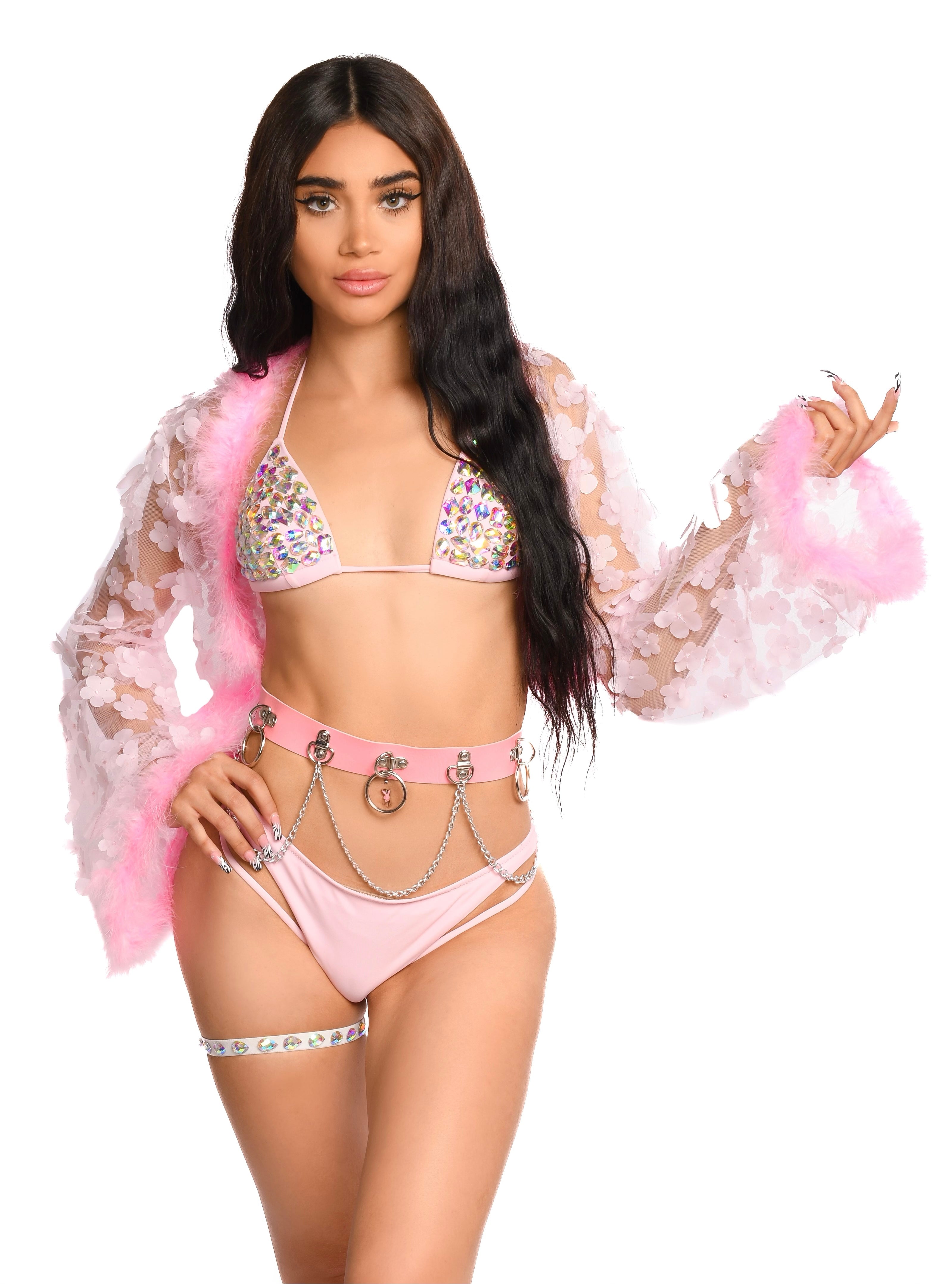 Pink Angel Rhinestone Bra Top Rave clothes,rave outfits,edc – THE LUMI SHOP