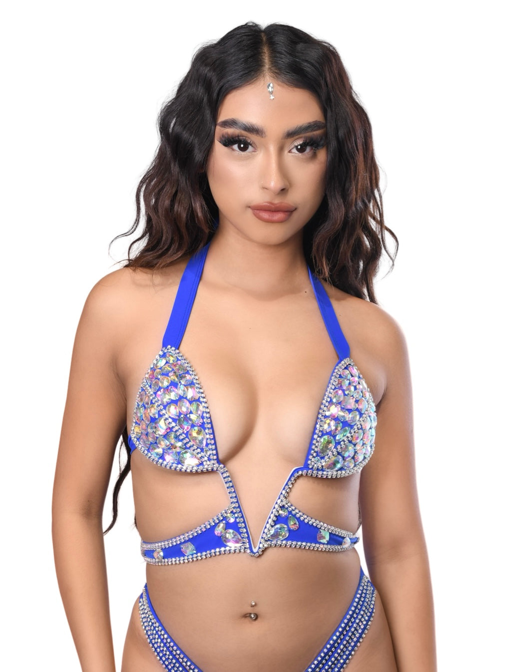 Cross Your Heart Blue Rhinestone Top