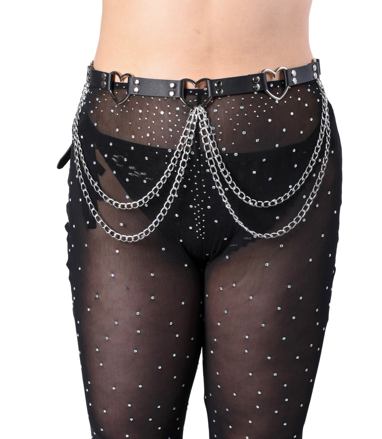 Black Heart Vegan Leather Chain Belt